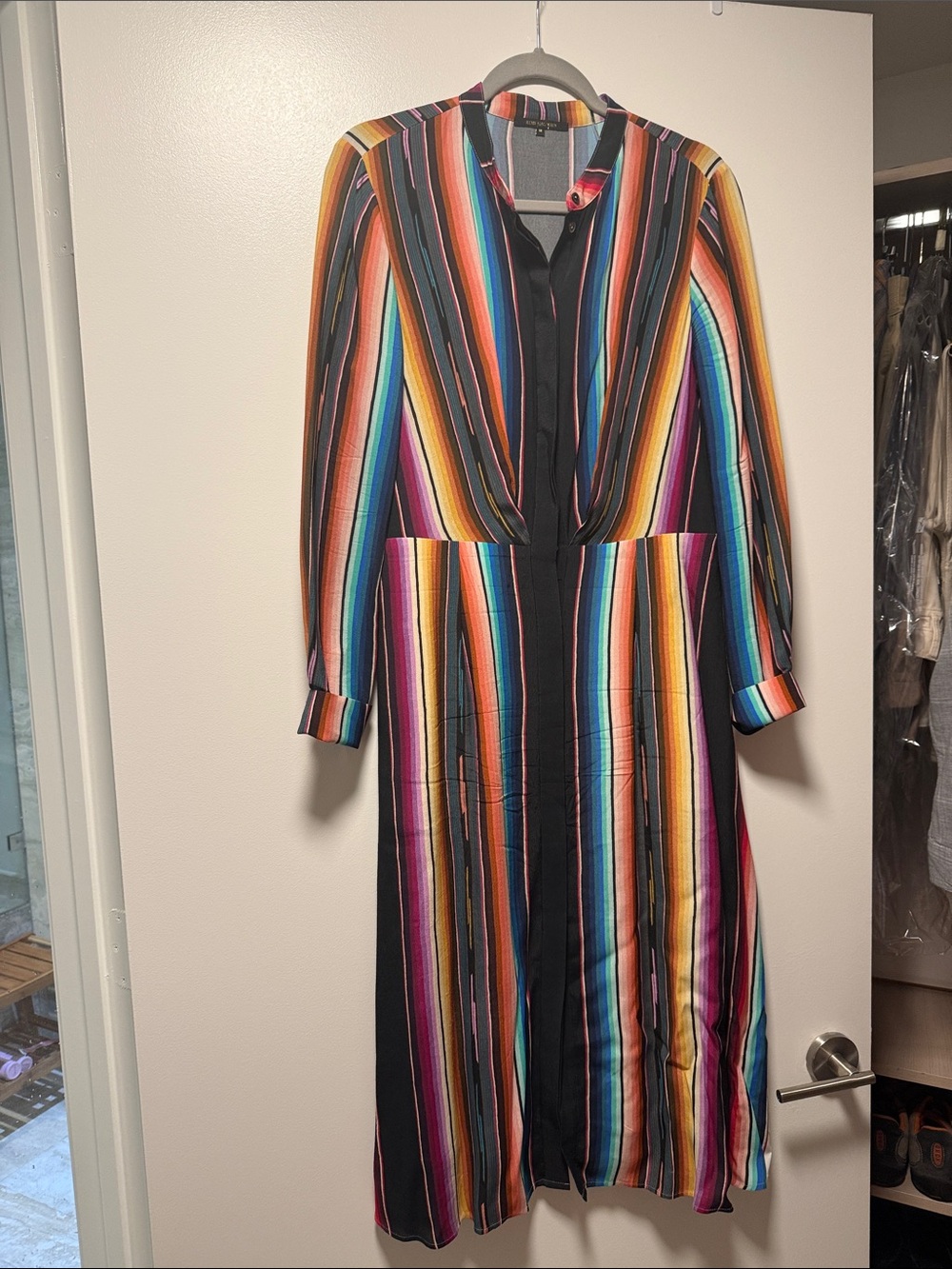 Kobi Halperin Multicolor Striped Long-Sleeve Midi Dress